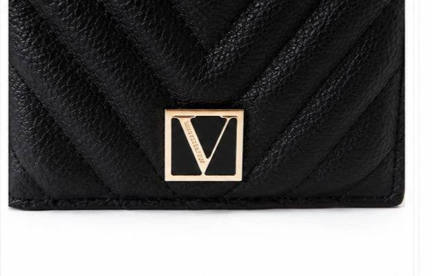Victoria’s Secret Black Quilted Passport Holder Travel Wallet Case NWT