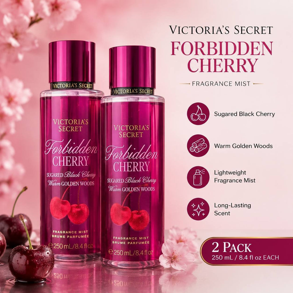 Victoria’s Secret Forbidden Cherry Fragrance Mist 8.4 oz 2 Pack New