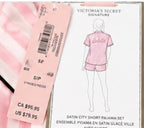 Victoria’s Secret Satin Pajama Set Pink White Stripe Dubai Small NWT