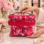 Victoria’s Secret 3-Piece Travel Cosmetic Bag Set Clear Train Case Red Ribbon NW