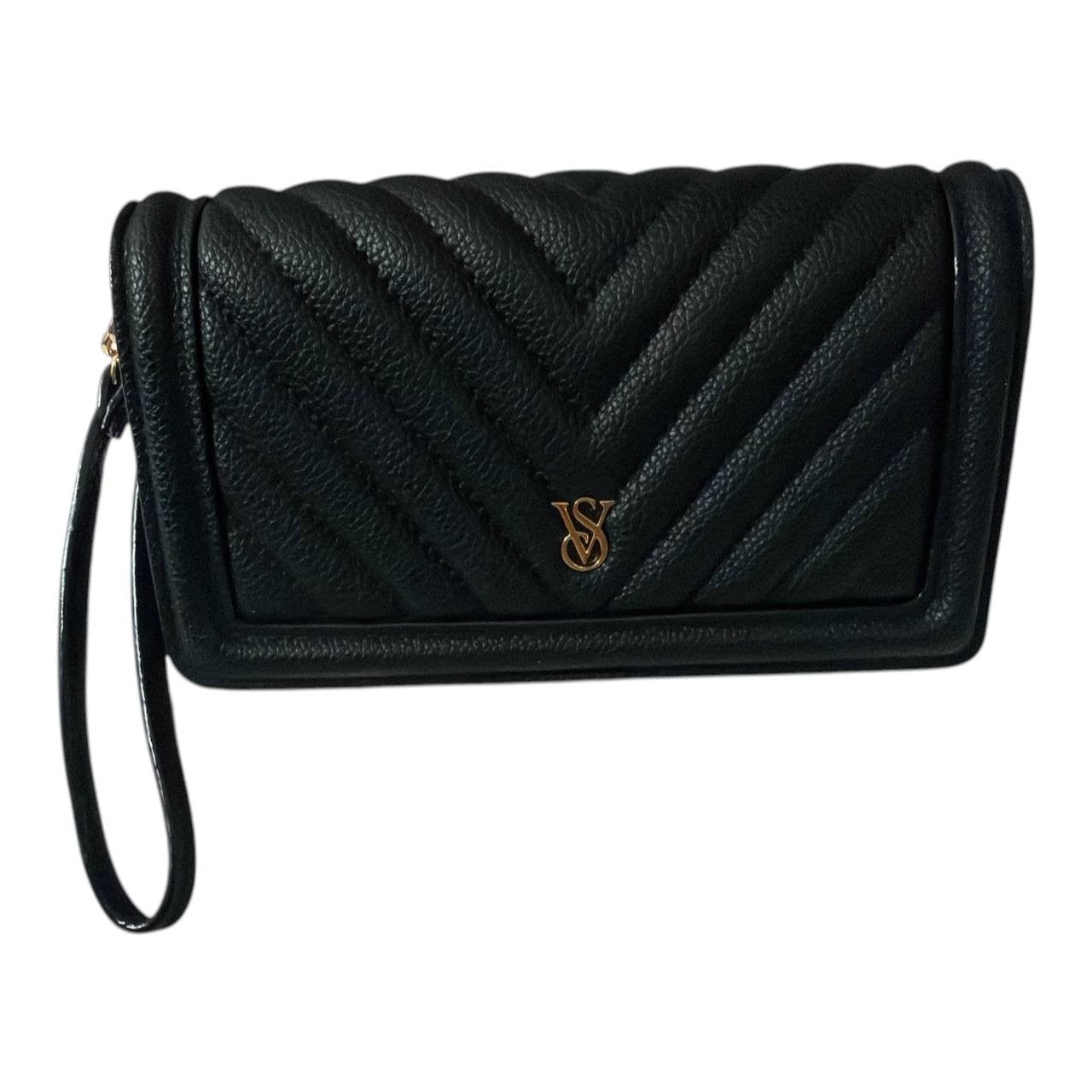 NWT Victoria’s Secret Black Wristlet Wallet Clutch Card Holder Zip
