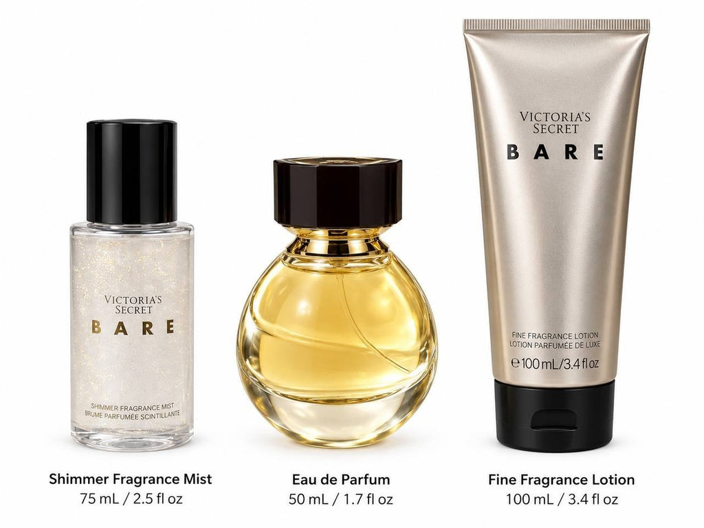 Victoria’s Secret Bare 3 Pc Gift Set EDP Shimmer Mist Lotion New