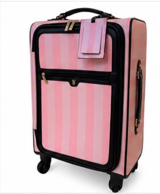 Victoria’s Secret Pink Stripe Carry On Luggage 22” Spinner Travel Bag