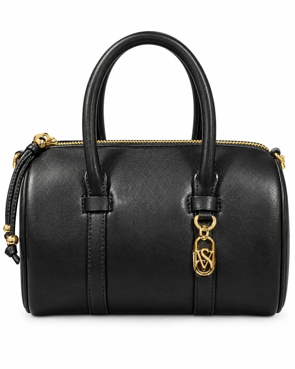 Victoria’s Secret Black Satchel Handbag Gold Hardware Crossbody Strap