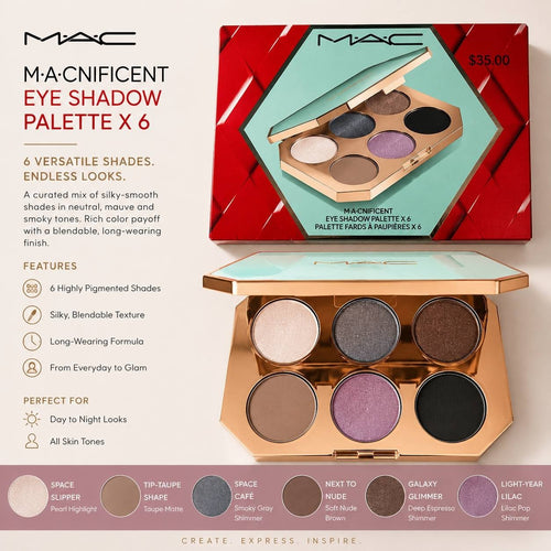MAC M·A·Cnificent Eye Shadow Palette X6 Galaxy Glimmer Limited Edition New In Bo