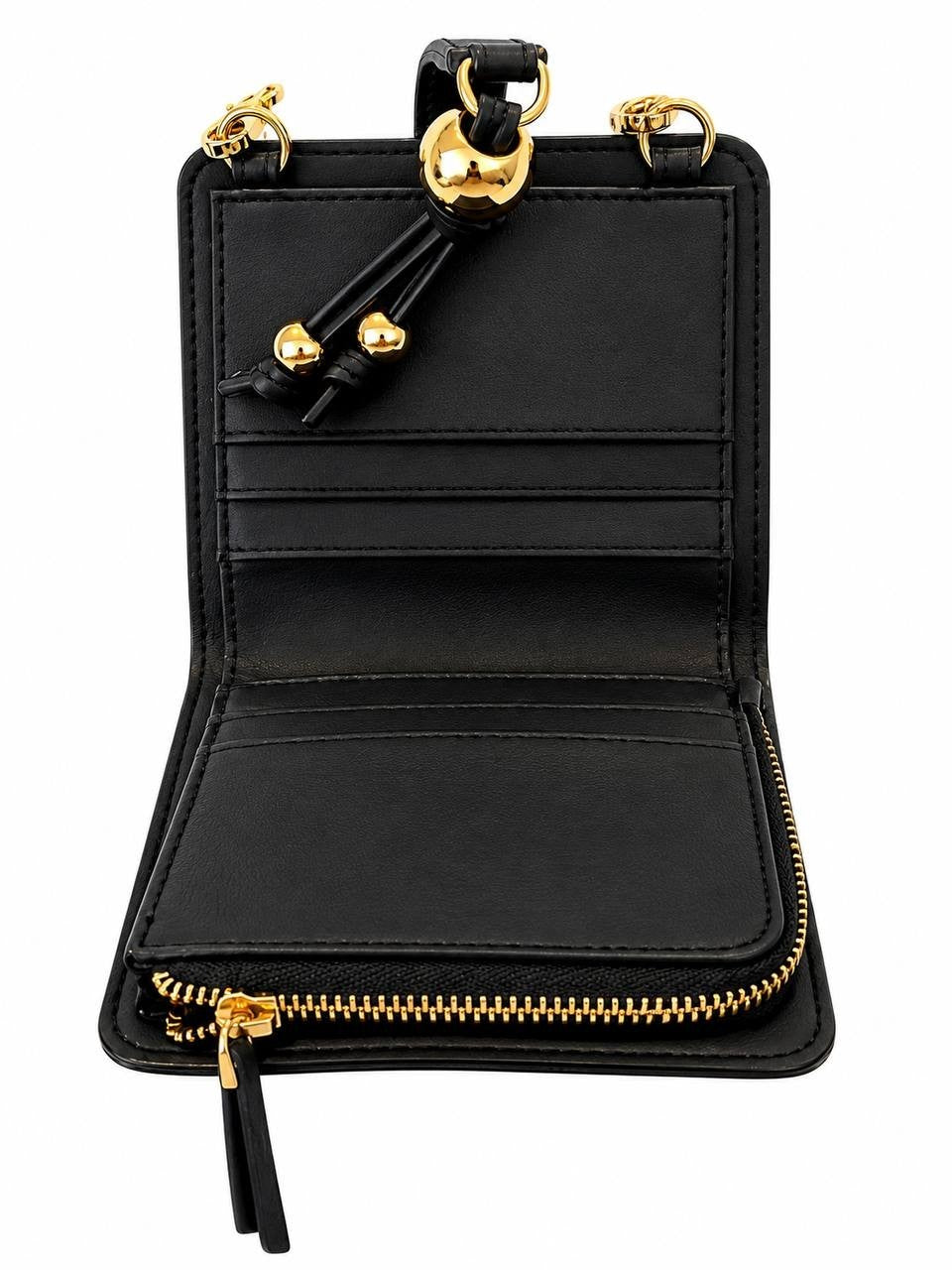 Victoria’s Secret Black Mini Crossbody Wallet Gold Chain Tassel Bag