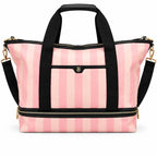 Victoria’s Secret Iconic Stripe Pink Weekender Travel Bag Carry On New
