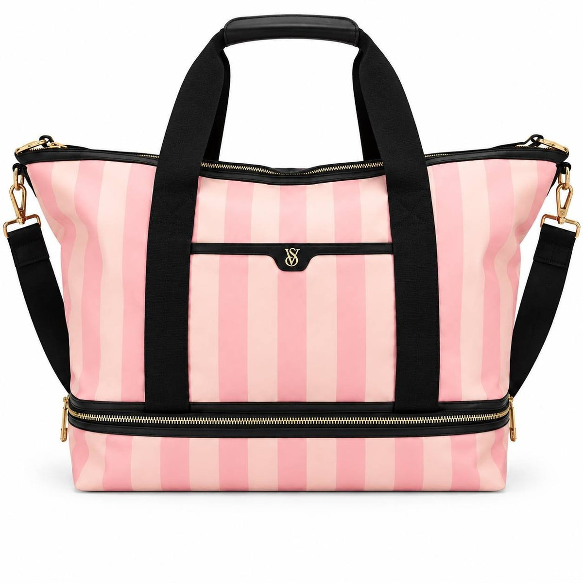 Victoria’s Secret Iconic Stripe Pink Weekender Travel Bag Carry On New