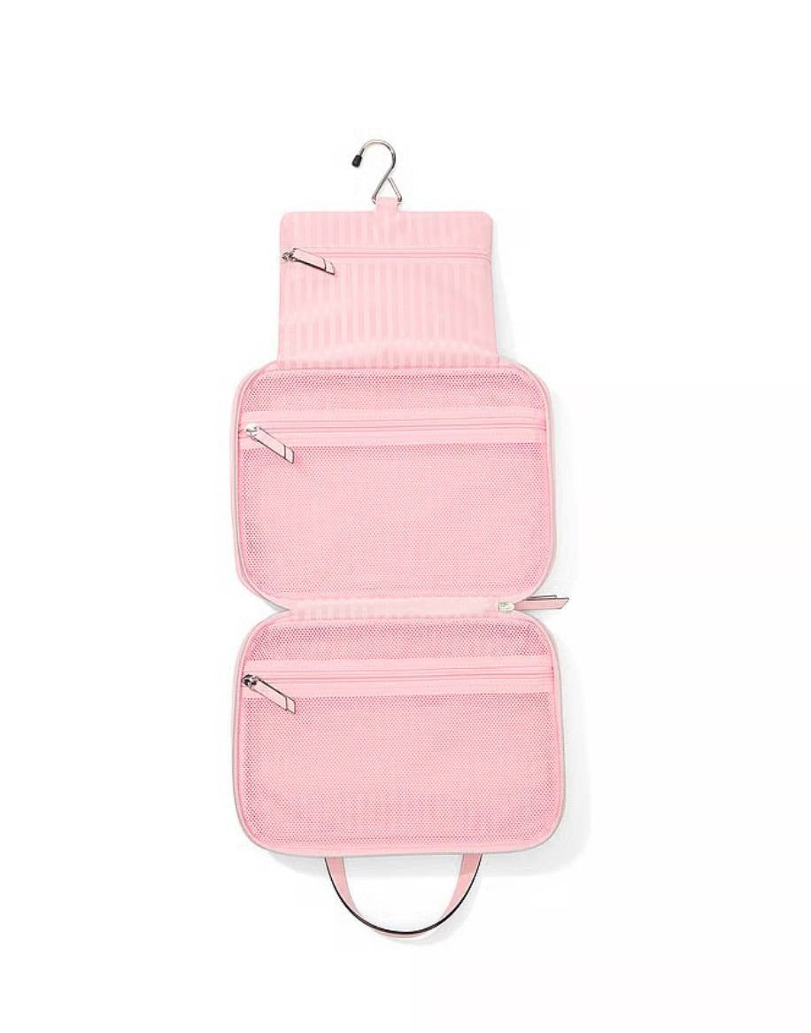 Victoria’s Secret Pink Stripe Hanging Travel Toiletry Cosmetic Makeup Bag NWT