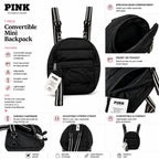 PINK Victoria’s Secret Convertible Mini Backpack Black Crossbody NWT