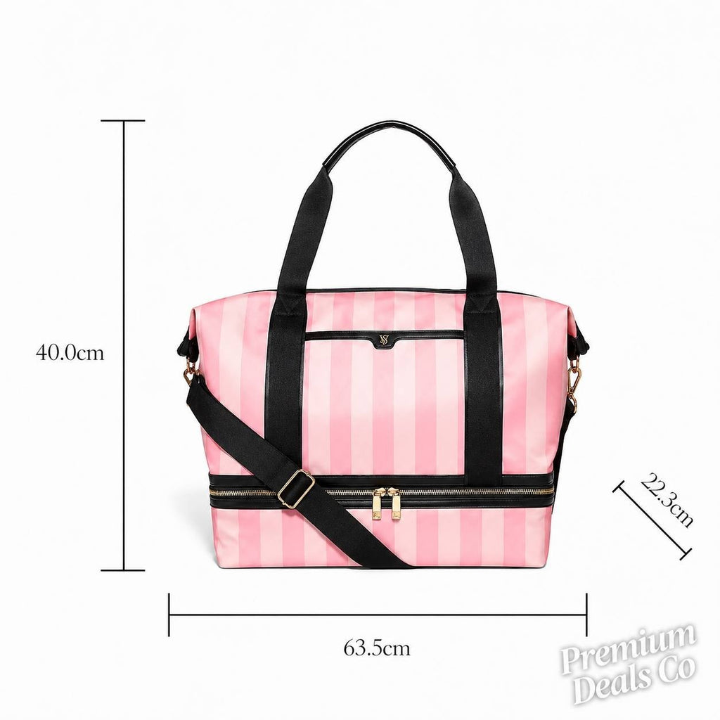 Victoria’s Secret Pink Stripe Weekender Travel Bag Large Tote NWT