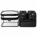 VS Victoria's Secret Black 4-Piece Makeup Bag Set Clear Case