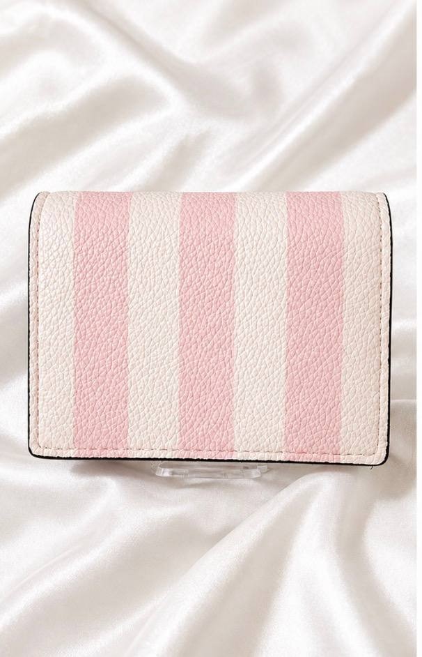 NWT Victoria’s Secret Pink Stripe Compact Wallet Card Holder Coin Pouch