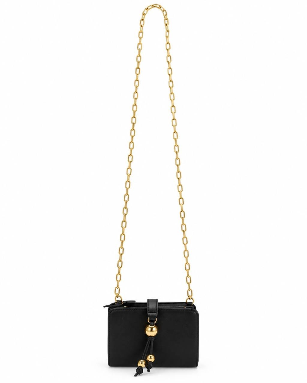 Victoria’s Secret Black Mini Crossbody Wallet Gold Chain Tassel Bag