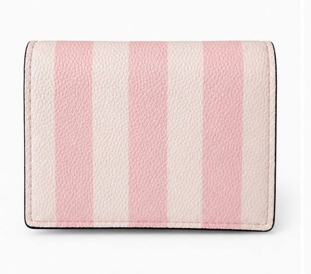 NWT Victoria’s Secret Pink Stripe Compact Wallet Card Holder Coin Pouch