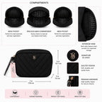 VS Quilted Travel Cosmetic Bag Black Makeup Organizer Wristlet NWT