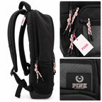 Victoria’s Secret PINK Black Backpack Mesh Pocket Pink Rope Zippers New