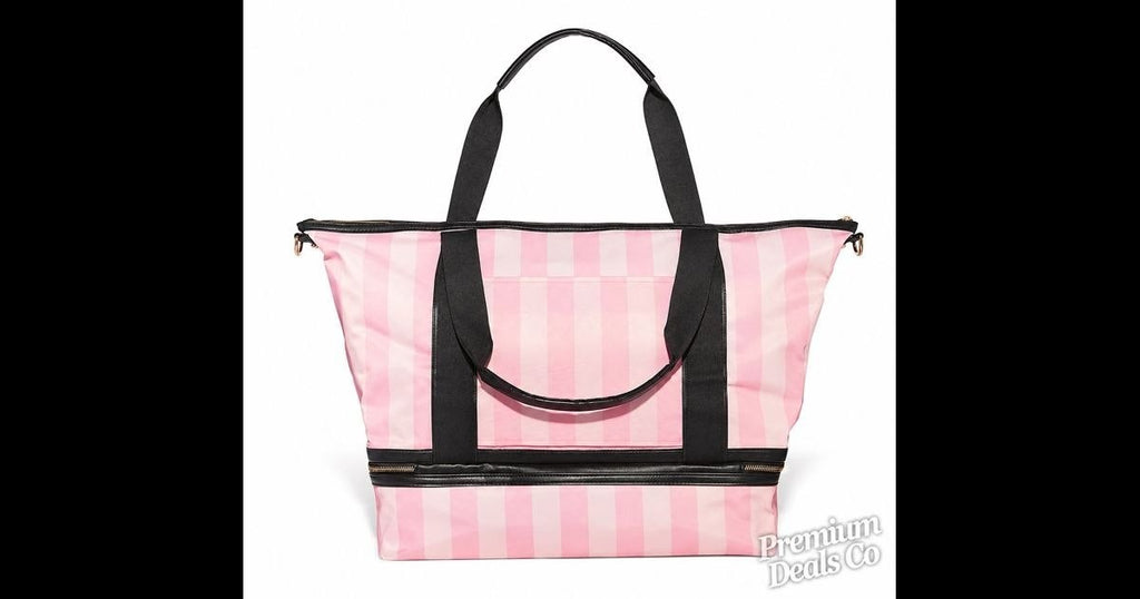 Victoria’s Secret Pink Stripe Weekender Travel Bag Large Tote NWT