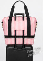 Victoria’s Secret Pink Stripe Weekender Travel Bag Large Tote NWT