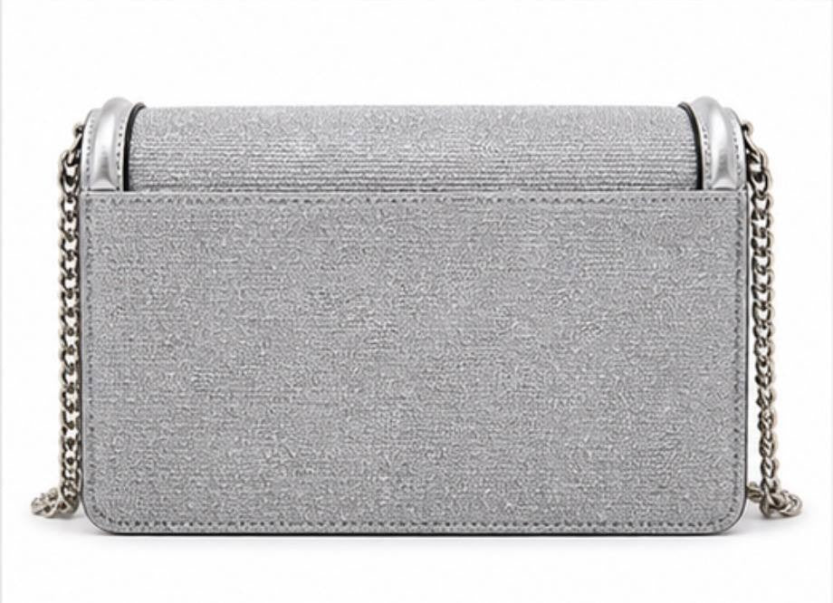 Victoria’s Secret Silver Glitter Crossbody Bag Chain Strap NWT