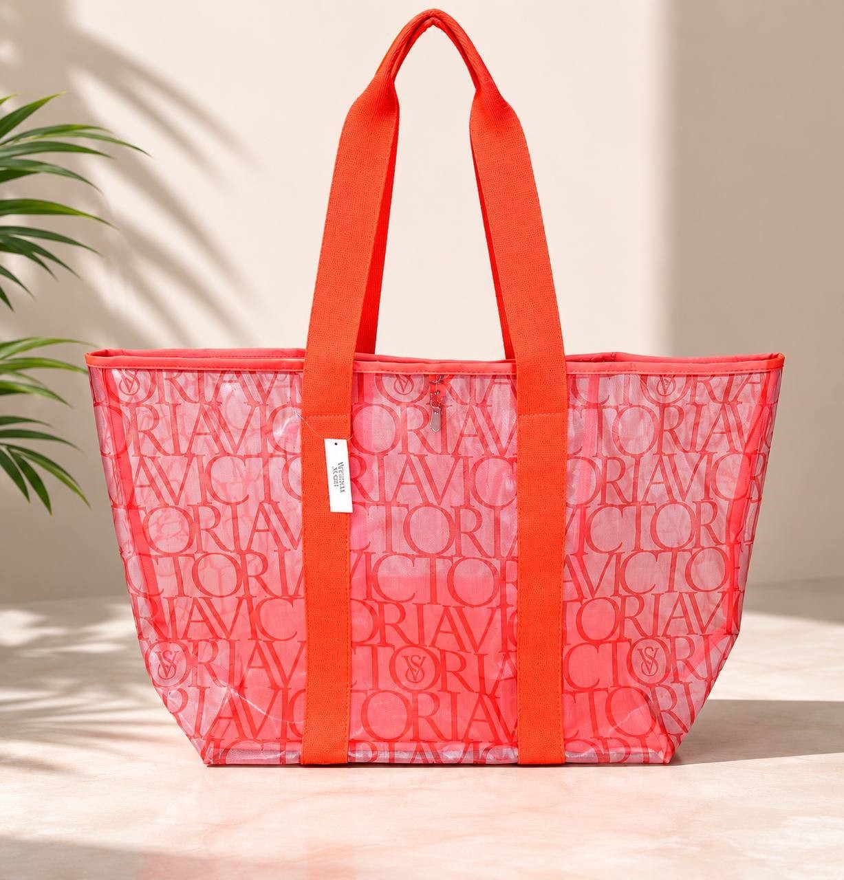 VS Coral Mesh Beach Tote Bag Large Pool Travel Shopping Tote New With Tags