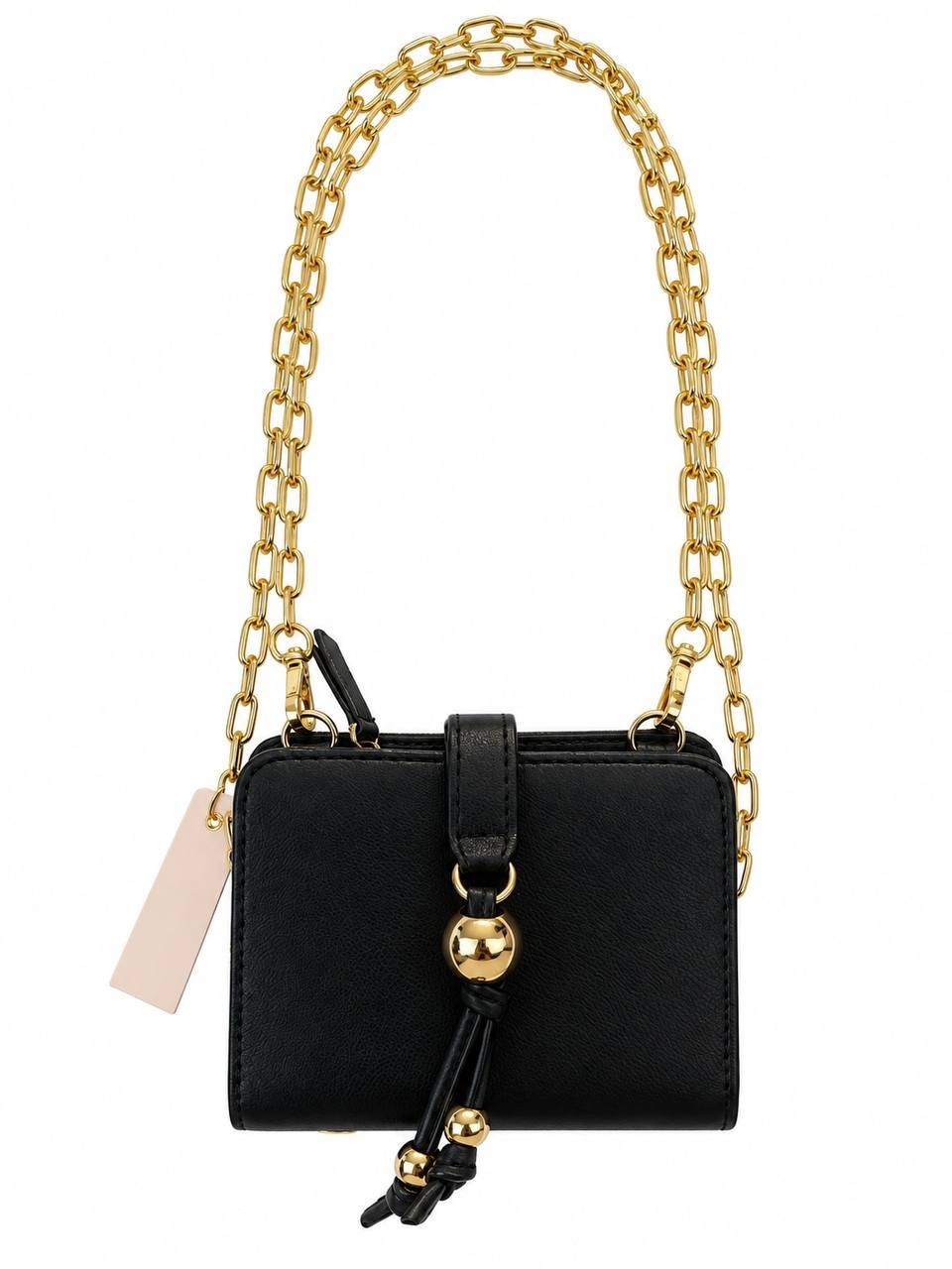 Victoria’s Secret Black Mini Crossbody Wallet Gold Chain Tassel Bag