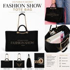 Victoria’s Secret Fashion Show 2025 Black Tote Bag Gold Chain Large Canvas New