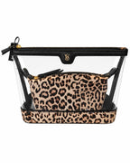 Victoria’s Secret Leopard Clear Cosmetic Bag Pouch Set of 2 New