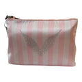 Victoria’s Secret Pink Stripe Makeup Cosmetic Pouch Bag NWT Travel