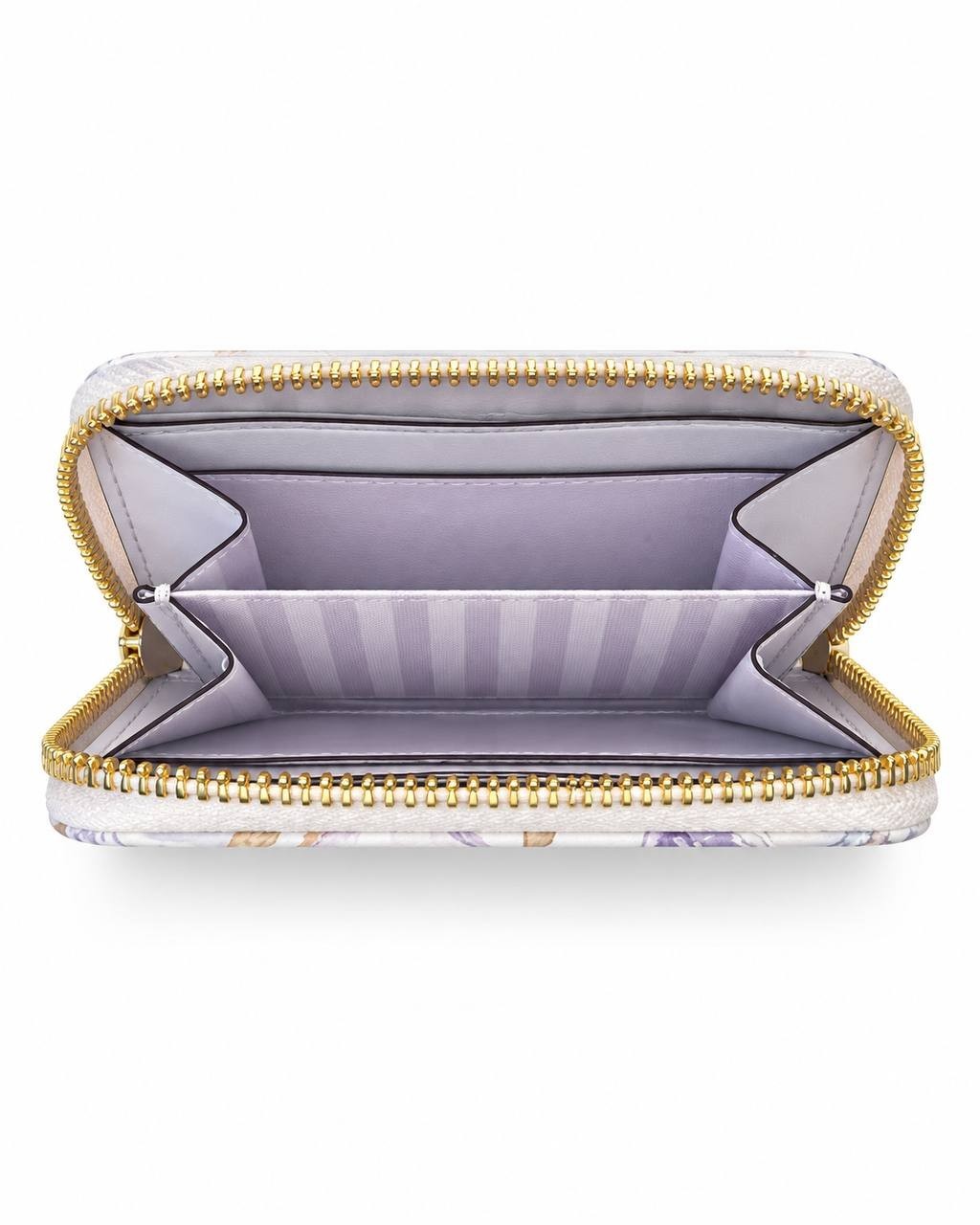 Victoria’s Secret Floral Zip Around Wallet Pink Lavender Gold Tone