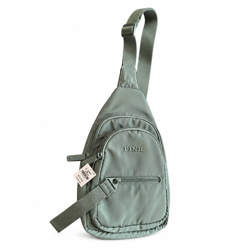 PINK Victoria’s Secret Sling Backpack Crossbody Bag Sage Green Lightweight New