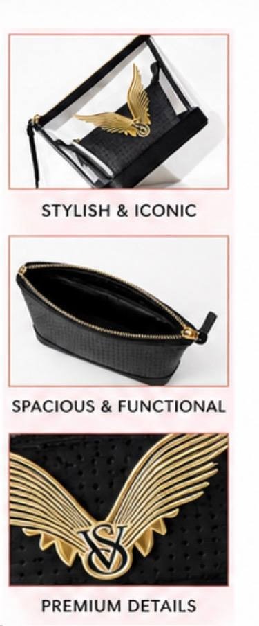 Victoria’s Secret Fashion Show 2025 Cosmetic Bag Set Clear & Black NWT