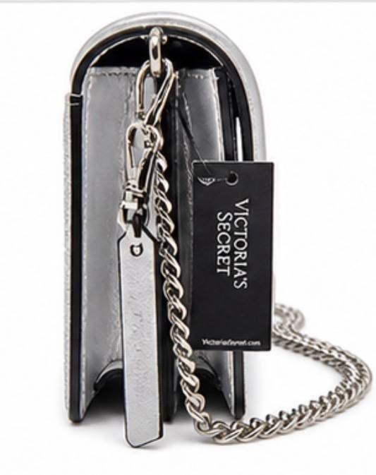 Victoria’s Secret Silver Glitter Crossbody Bag Chain Strap NWT