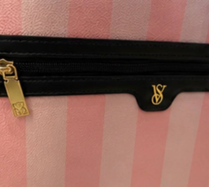 Victoria’s Secret Pink Stripe Carry On Luggage 22” Spinner Travel Bag