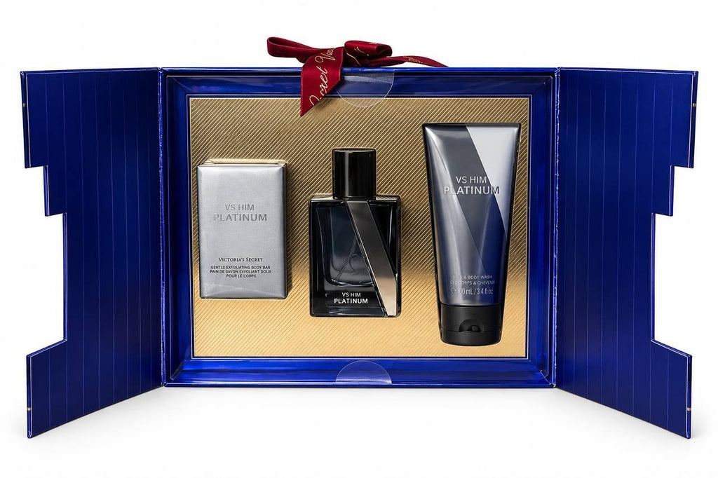 Victoria’s Secret VS Him Platinum 3 Pc Gift Set EDP Body Wash Body Bar