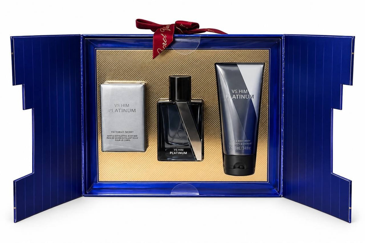 Victoria’s Secret VS Him Platinum 3 Pc Gift Set EDP Body Wash Body Bar