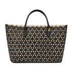 Victoria’s Secret Black Floral Cutout Tote Bag Canvas Insert Large Shopper Beach