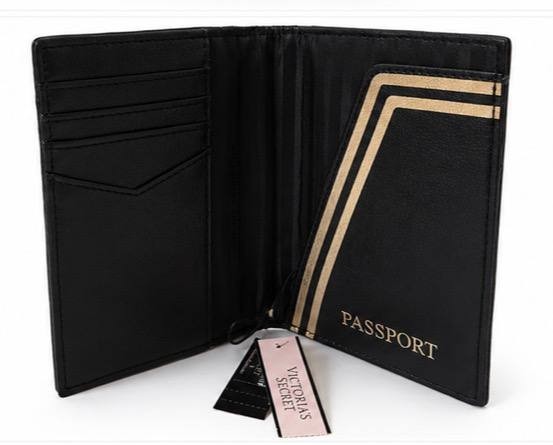 Victoria’s Secret Black Quilted Passport Holder Travel Wallet Case NWT