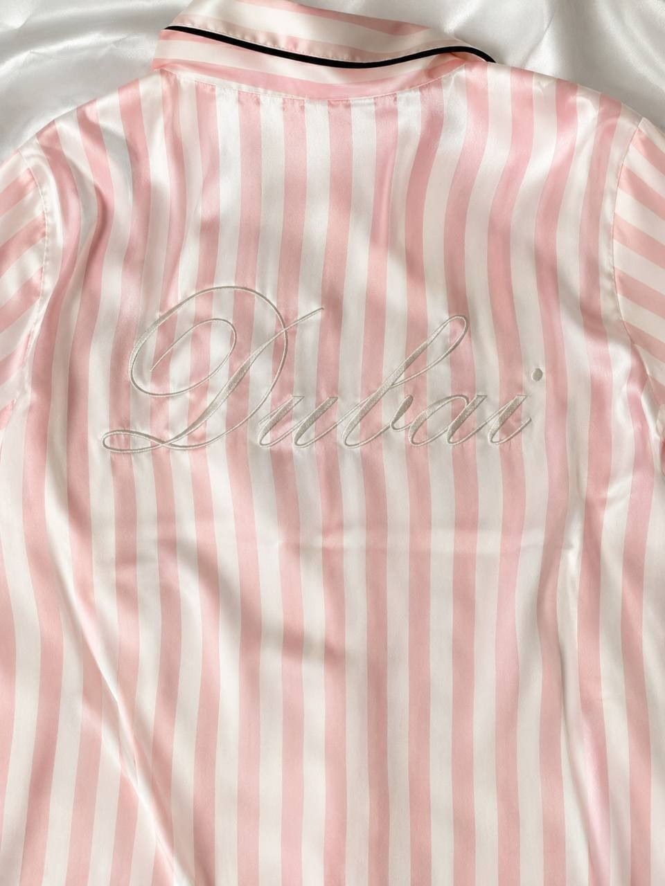 Victoria’s Secret Satin Pajama Set Pink White Stripe Dubai XS NWT