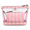 Victoria’s Secret 2Pc Pink Stripe Clear Cosmetic Bag Makeup Travel Pouch Set NWT