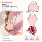 Victoria’s Secret Pink Stripe Round Crossbody Bag Mini Top Handle Chain Purse NW