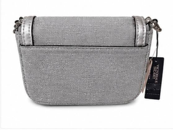 NWT Victoria's Secret Silver Glitter Crossbody Chain Bag Mini Purse