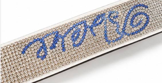 Victoria’s Secret Rhinestone Wristlet Keychain Blue Script Charm NWT
