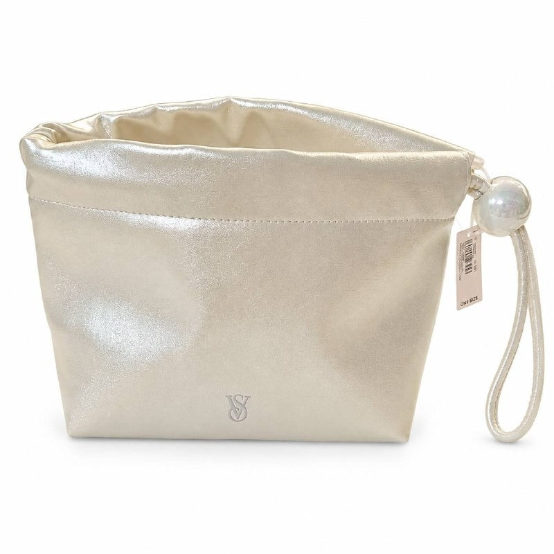 Victoria’s Secret Champagne Metallic Pearl Pouch Wristlet NWT