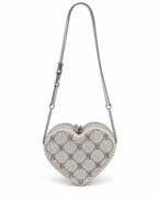 Victoria’s Secret Rhinestone Heart Crossbody Bag Silver VS Logo