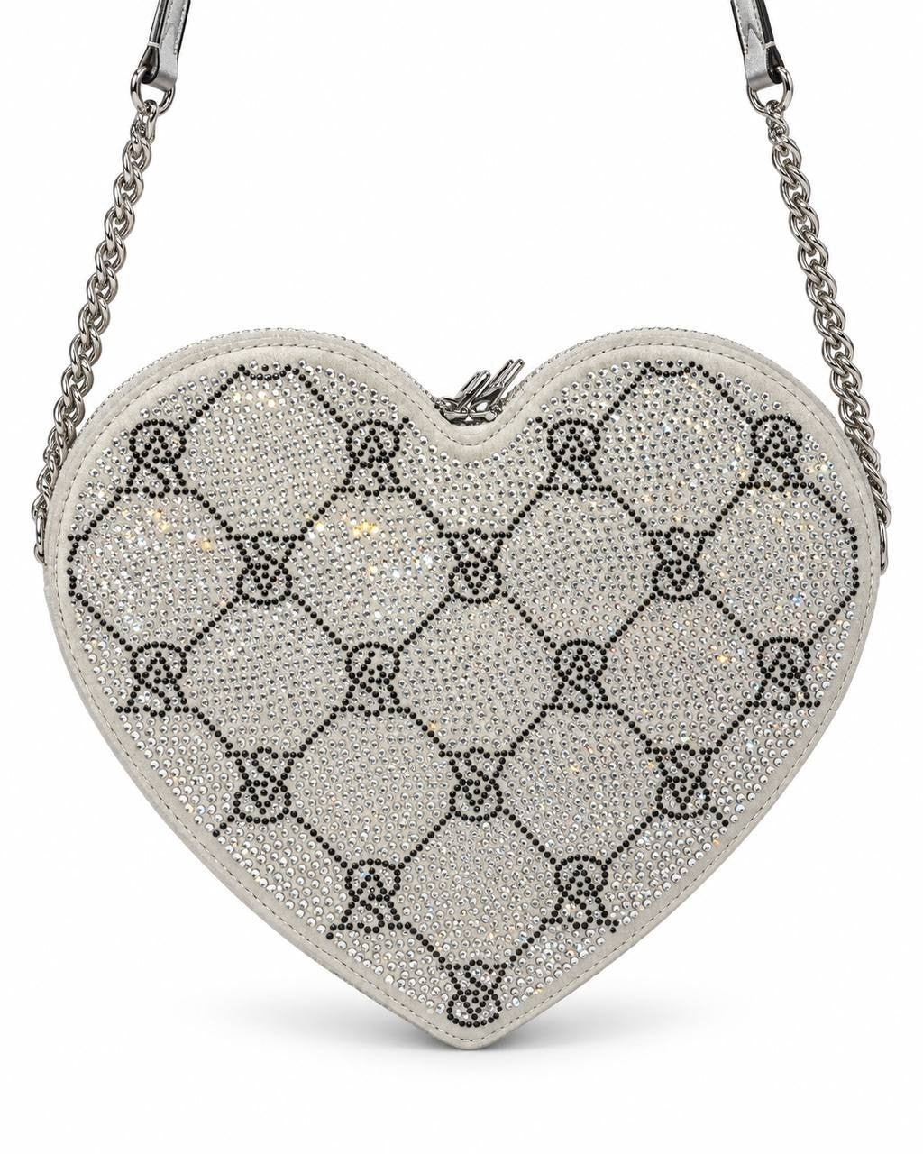Victoria’s Secret Rhinestone Heart Crossbody Bag Silver VS Logo