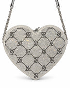 Victoria’s Secret Rhinestone Heart Crossbody Bag Silver VS Logo