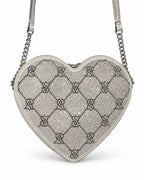Victoria’s Secret Rhinestone Heart Crossbody Bag Silver VS Logo