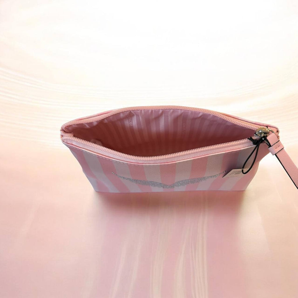 Victoria’s Secret Pink Stripe Makeup Cosmetic Pouch Bag NWT Travel