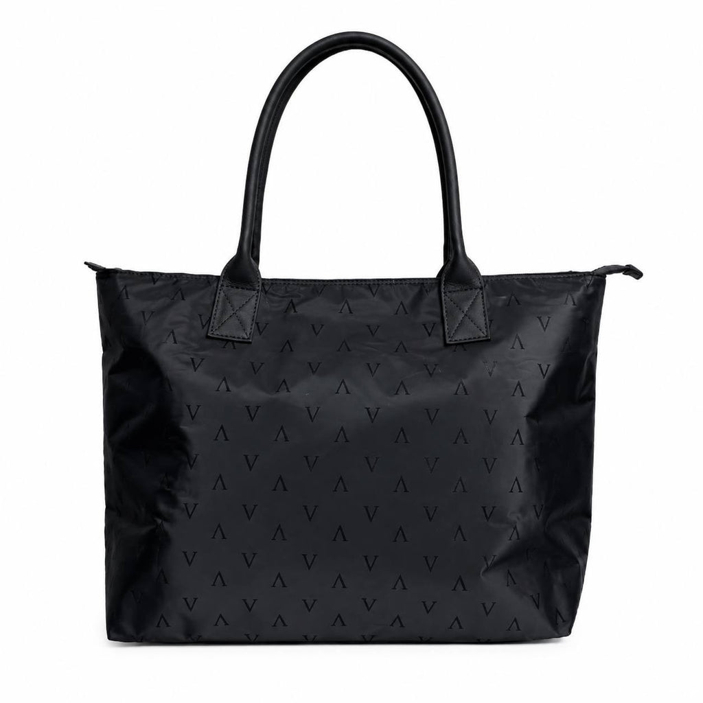 Victoria’s Secret Black Monogram Large Tote Bag Zip Closure Travel Shopper